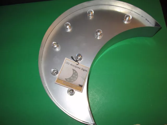 Metal Half-Moon Shaped LED Lighted Marquee Sign, NWT