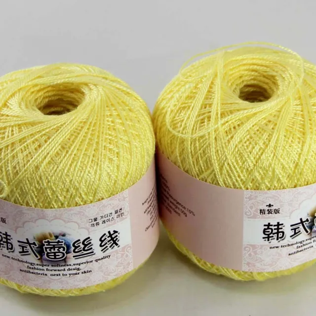 Luxurious 2ballsx50g Hand DIY Wear Cotton Lace Crochet Shawl Knitting Yarn 14