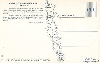 Postcard Los Cerritos Costas de Baja California Coast Mexico Map Onlooker 2