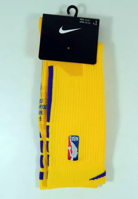 Nike NBA ELITE Authentics Basketball Socks Lakers Lebron KOBE Yellow Purple sz L Nike NBA ELITE Authentics Basketball Socks Lakers Lebron KOBE Yellow Purple sz L