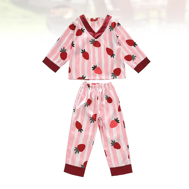 1 set stampa pigiami pigiami in seta ghiaccio manica domestica abbigliamento notturno
