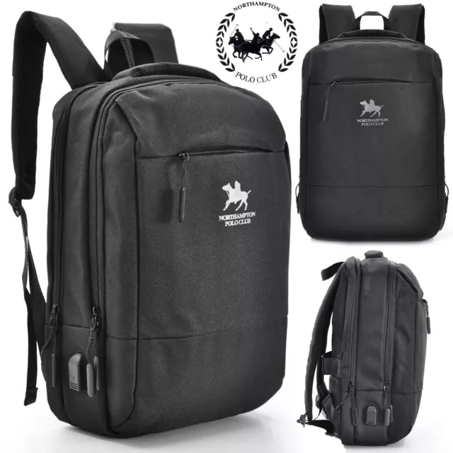 Mochila POLO CLUB Rígido Casual Trabajo Soporte PC Oficina Portátil IPAD Negro