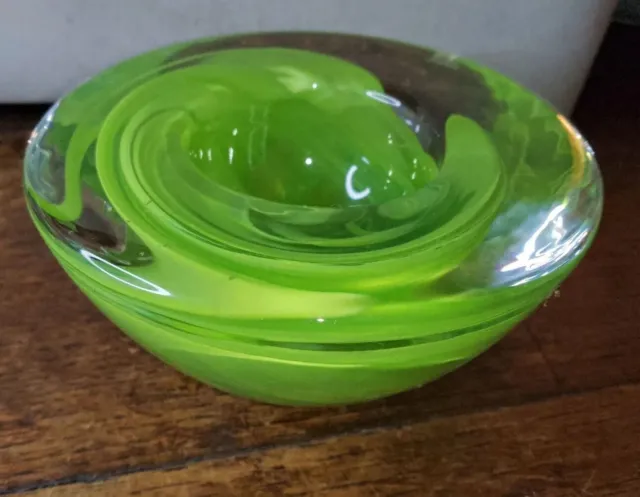 Kosta Boda Atoll  Art Glass Swirl Candle Holder Green By Anna Ehrner.