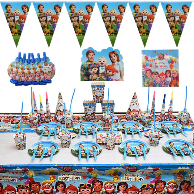 Cocomelon Party Supplies Balloons Kids Birthday Decoration Tableware Hats Banner