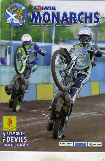 Edinburgh V Plymouth 13/6/2014 Blank Speedway Programme