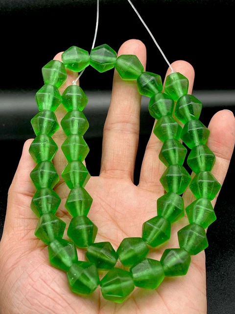 Old Beads Ancient Green Cobalt Glass Beads Jewelry Necklace 7