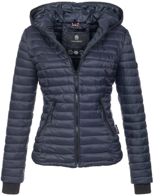 Giacca Donna Trapuntata Giacca Transizione Trapuntata Cappuccio Borse Navy M D675 R18-C