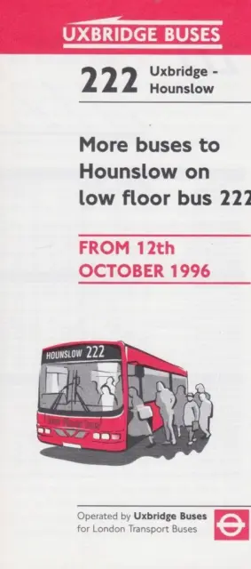 Route 222 London Transport Bus Timetable Lft Oct 1996