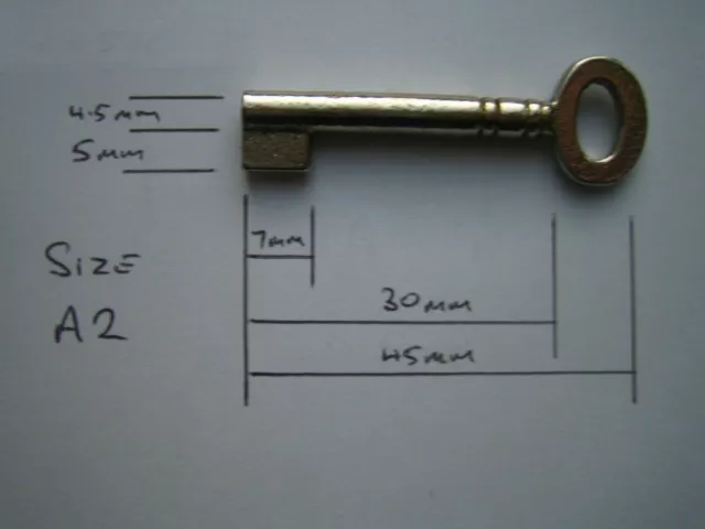 A2 Small Oval Key Blank for Antique Cabinet, Boxes, Furniture.Iron,Nickel Plated