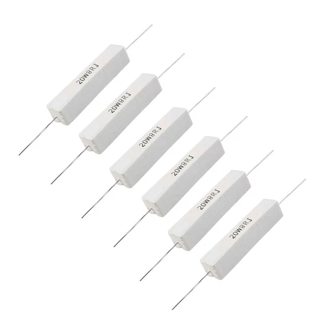 6 Pcs Wire Wound Ceramic Cement Resistor 8 Ohm 20W 5% P7L3