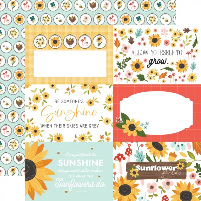 25 Pack Sunflower Summer Double-Sided Cardstock 12'X12"-6X4 Journaling Cards ECB