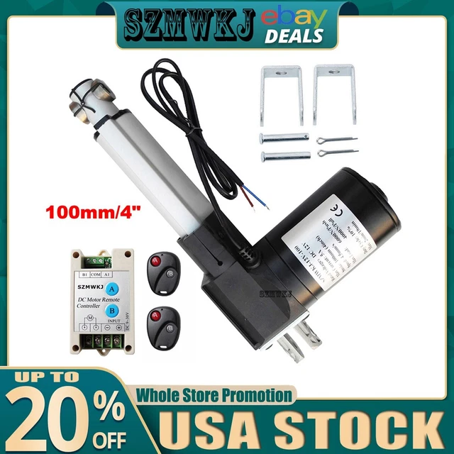 12V 4& LINEAR Actuator W/ Remote Controller Electric Motor 6000N