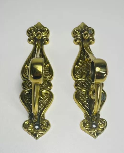 Vintage Set of 2 Gold Brass Door  Cabinet Drawer Pull Handles Hardware