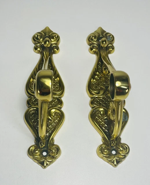 Vintage Set of 2 Gold Brass Door  Cabinet Drawer Pull Handles Hardware