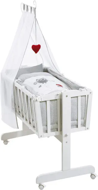 Roba Komplett Wiegenset Adam und Eule Babybett Bett weiß max 15 kg 0 - 6 Monate