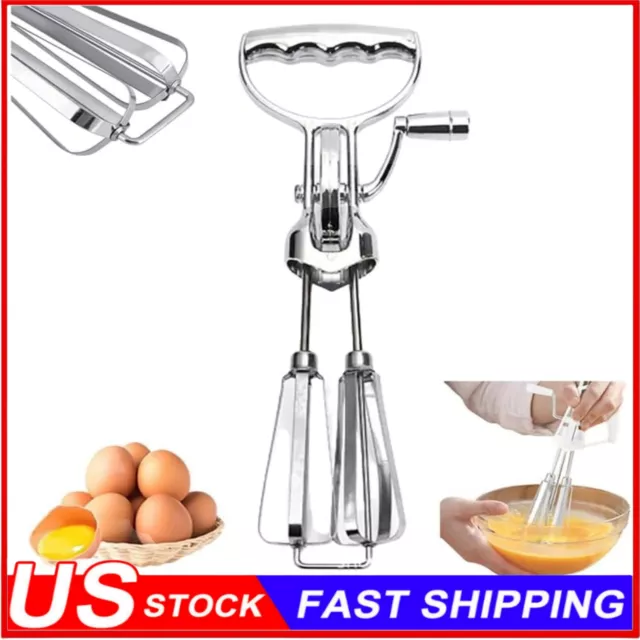 Rotary Egg Beater Cooking Tool Stainless Steel Hand Egg Whish Mixer Kitchen