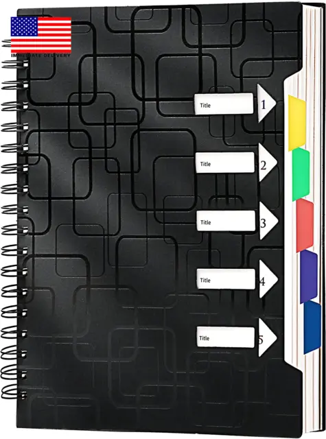 5 Subject Notebook for Work 240 Pages Spiral Notebooks College Ruled with Divide