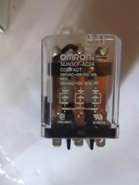 Omron Mjn3cf-Ac24 Relay,11Pin,3Pdt,10A,24Vac