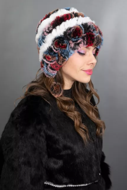 683 New Wonderful Real Rex Chinchilla Hat Luxury Fur Beautiful Look