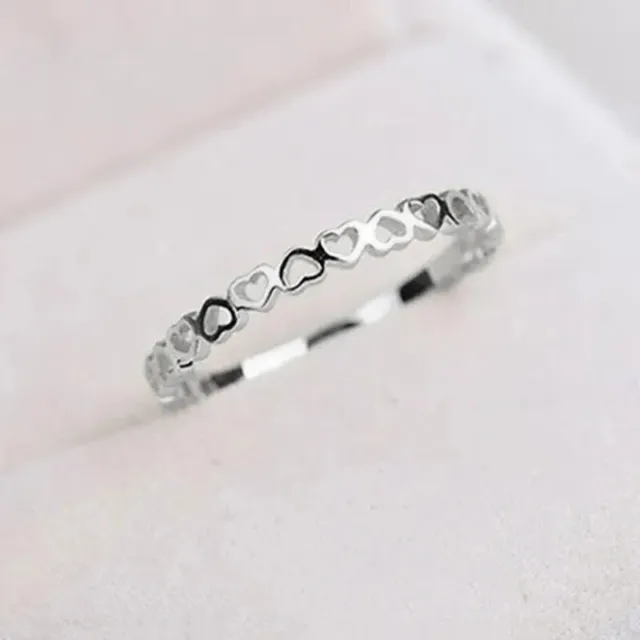 925 Sterling Silver Love Heart Ring Women Jewelry Dainty Stacking Ring UK Stock