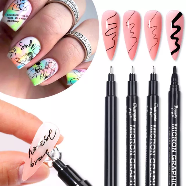 Negro Nail Art Graffiti Pen Gel Esmalte De Uñas Pintura Impermeable Dibujo <