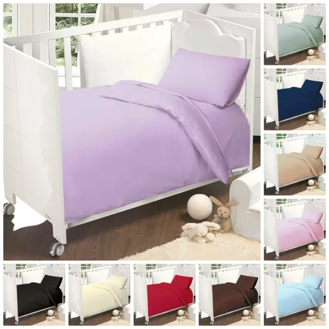 Cot Bed Fitted Sheet Polycotton 70 x 140 cm Plain Colour Toddler Junior Mattress