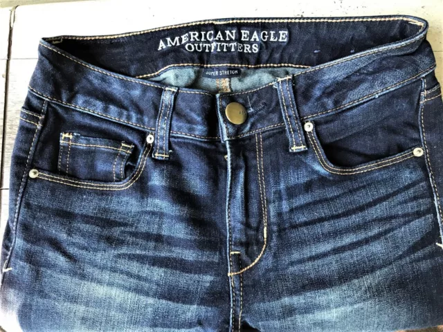 American Eagle Outfitter Women Size 0 Super Stretch Blue Jeans