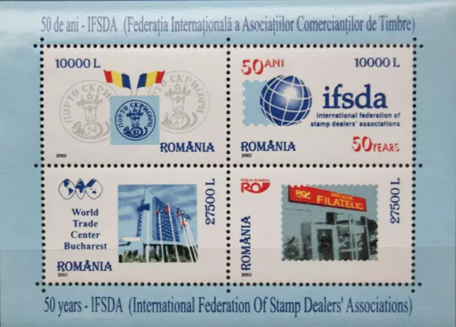 ROMANIA RUMÄNIEN 2002 Block 321 IFSDA Verband Briefmarkenhändler Stamp on Stamp