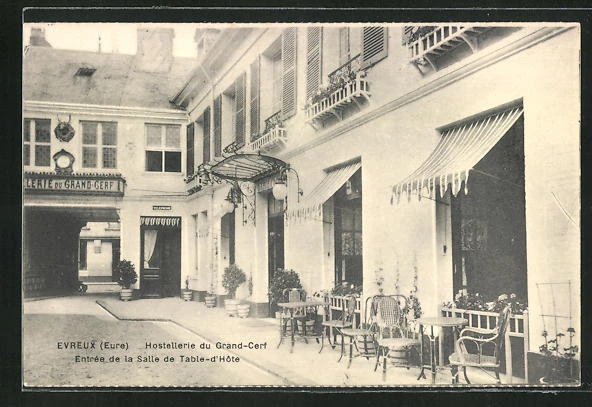 CPA Évreux, Hostellerie du Grand-Cerf, Entrée de la Salle de Table-d´Hôte