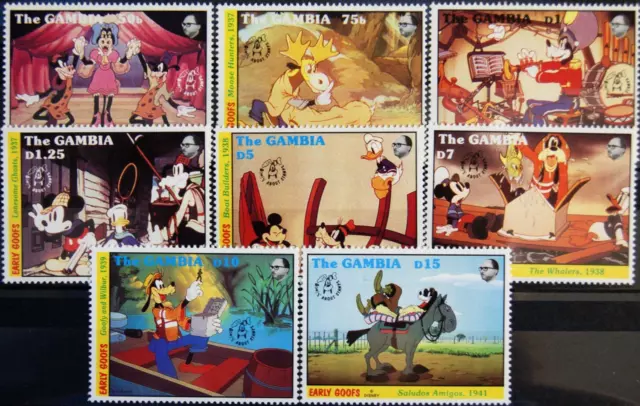 GAMBIA 1992 1434-41 Disney Cartoons 60th Ann Goofy Donald Duck Micky Wilbur MNH