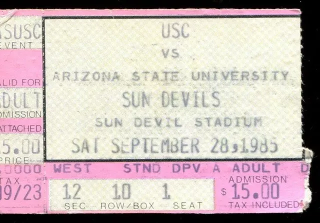 Ticket College Football USC 1985 9/28 Arizona State ASU