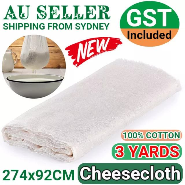 Cheesecloth Cheese Food Grade Reusable Muslin Butter Filter Cloth 274x92cm AU