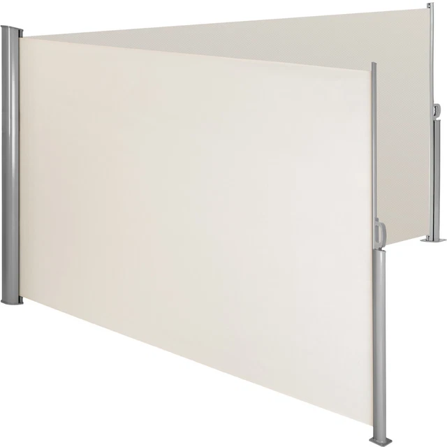 Tidyard Seitenmarkise Für Balkon & Terrasse – Ausziehbarer Sicht- & Windschutz, 100x1000 Cm, Cremefarben