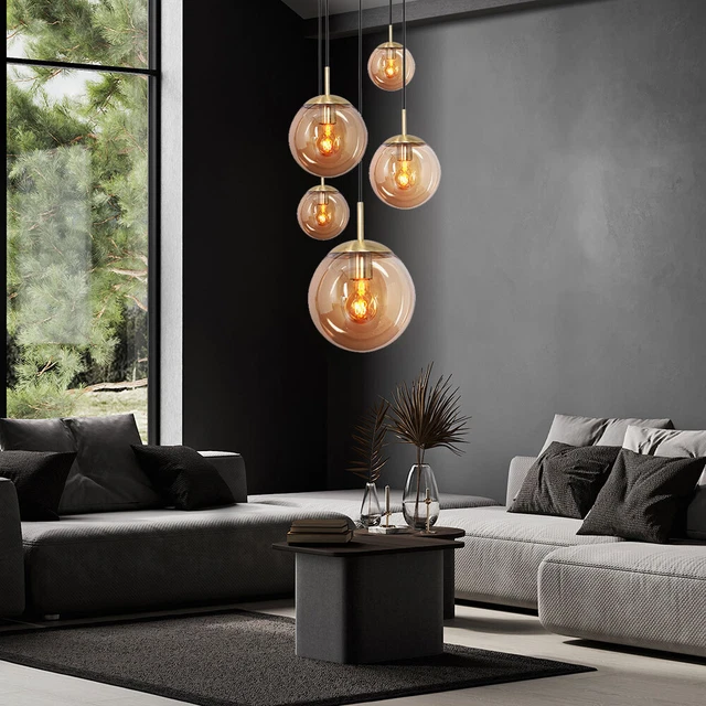 Suspension Rétro E27 Noir Et Blanc - Lampe Salon, Métal, 35cm Diamètre, 140cm Hauteur