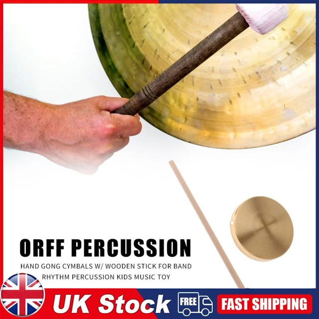 21cm Hand Gong Copper Cymbals with Wooden Stick for Band Rhythm Kids Music Toy