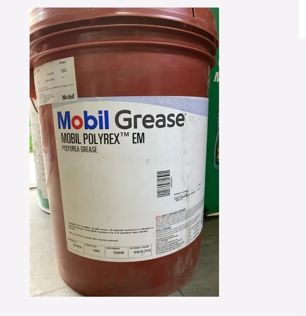 Mobil  Grease Polyrex EM  35 lb 16 Kg Pail 124043 Synthetic,Exxon Sealed New