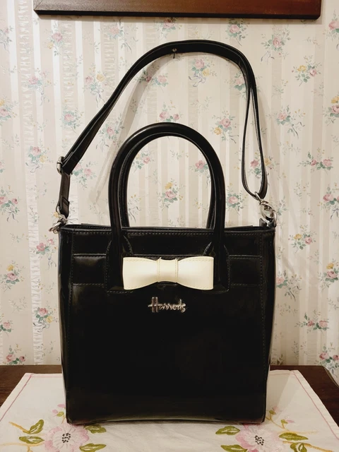 Sac à Main Femme Harrods Vintage - Bandoulière Noir, Détails Dorés