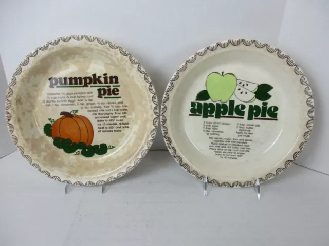 Apple and Pumpkin Pie Recipe Plates 10 1/2"