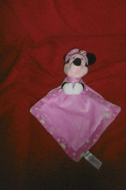 Doudou Disney Nicotoy Minnie Plat Rose Bord Lune Etoile Phosphoresente