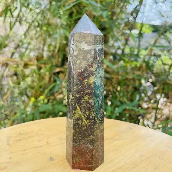 306g Natural Dragon Blood Stone Quartz Crystal Obelisk Wand point Healing