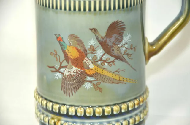 Vtg Wade Irish Porcelain 20 OZ Tankard Stein Beer Mug with Pheasants Clover Blue