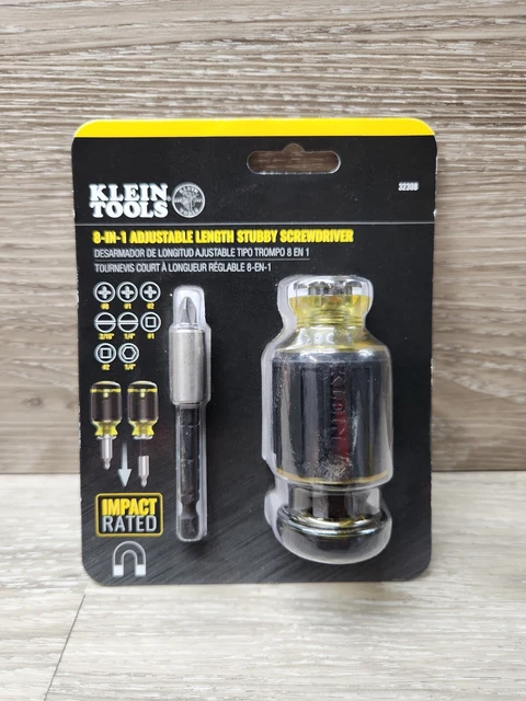 Klein Tools 32308 Multi-bit Stubby Screwdriver Impact Rated 8-in-1 Adjustable