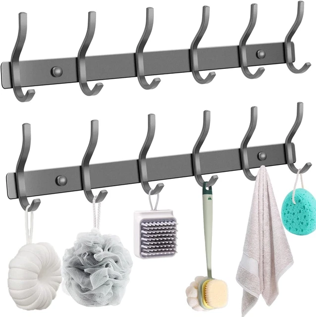 2 Pack 6 Hook Wall Mount Key Bag Towel Rack Hanger Holder Coat Hat Clothes Rack