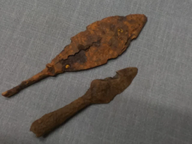 2 Roman Spear points 1st to 4th Century Iron, great form. Artifact from Europe