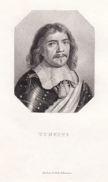 Henri de la Tour d'Auvergne Vicomte de Turenne Portrait Kupferstich 1820