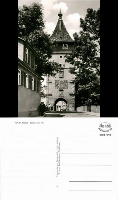 Ansichtskarte Waiblingen Beinsteiner Tor Partie mit Fußgänger und Auto 1960