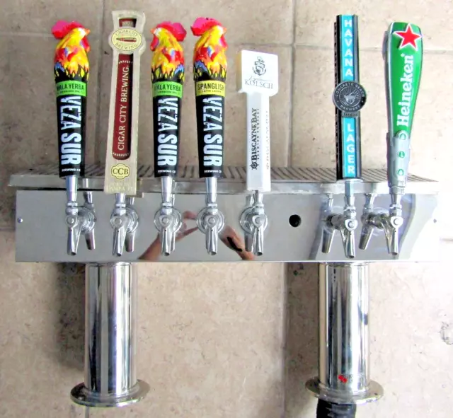 Micro Matic DPT48PSSKR Double Pedestal Draft Beer Tower Countertop with 7 Pulls