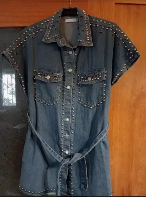 Precioso Vestido  Joya Vaquero Con Tachuelas