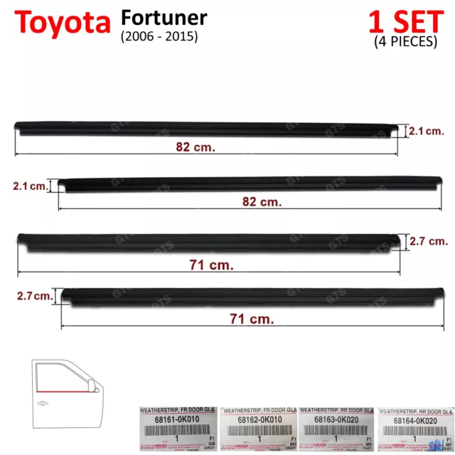 Per Toyota Fortuner SUV 2WD 4WD 2006 - '15 Set 4Dr Cintura Porta Meteo Esterni 2