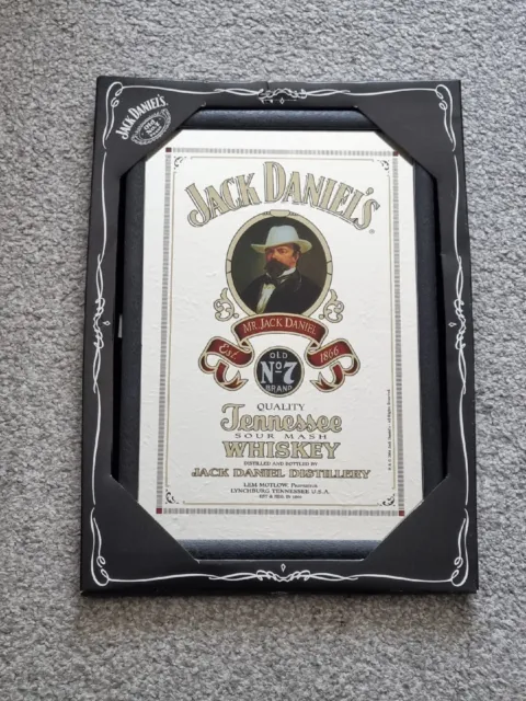 Vintage Jack Daniels Mirror Old No 7 Whiskey 2004 Man Cave Pub Bar 32x22cm New